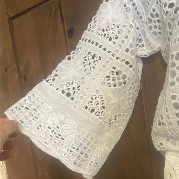 handmade White two piece cover up with little diamonds - Picture 3 of 7